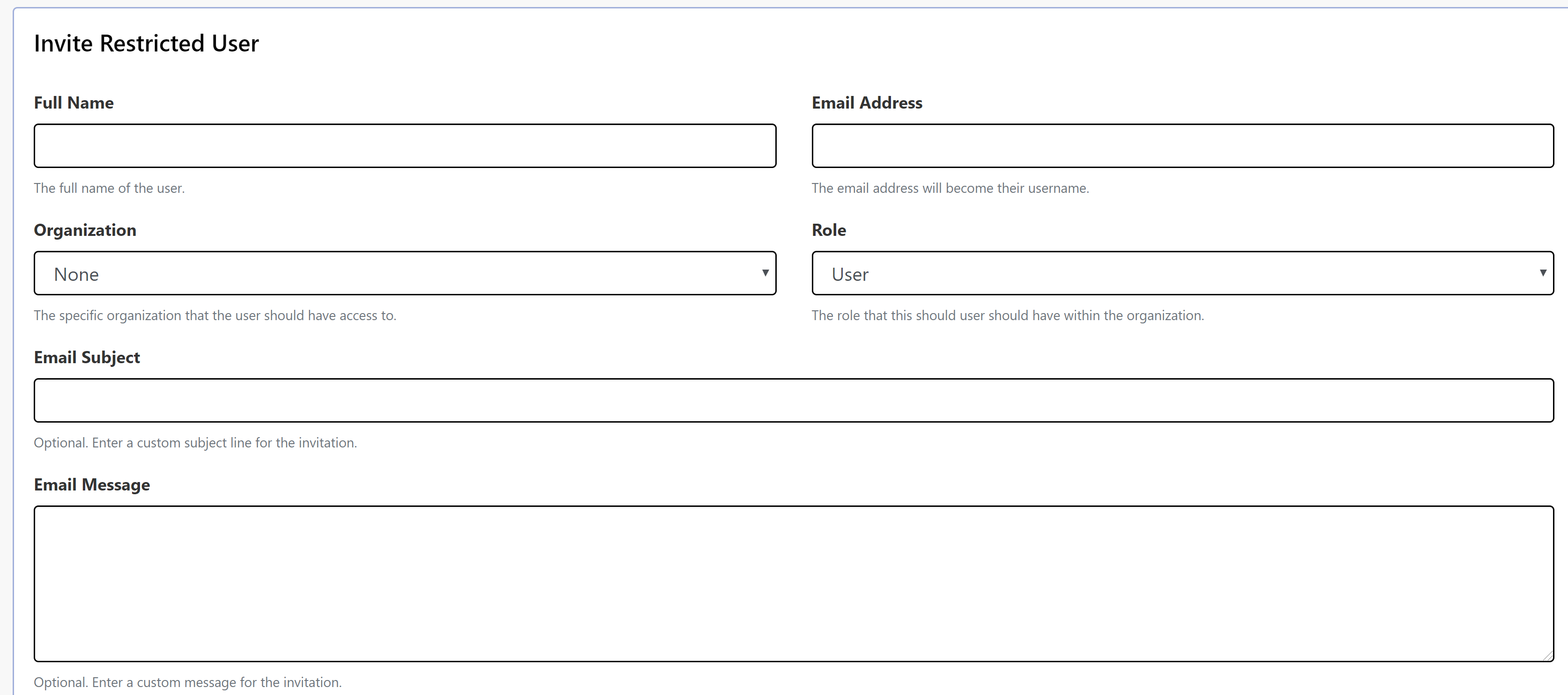 Restricted User Invitation