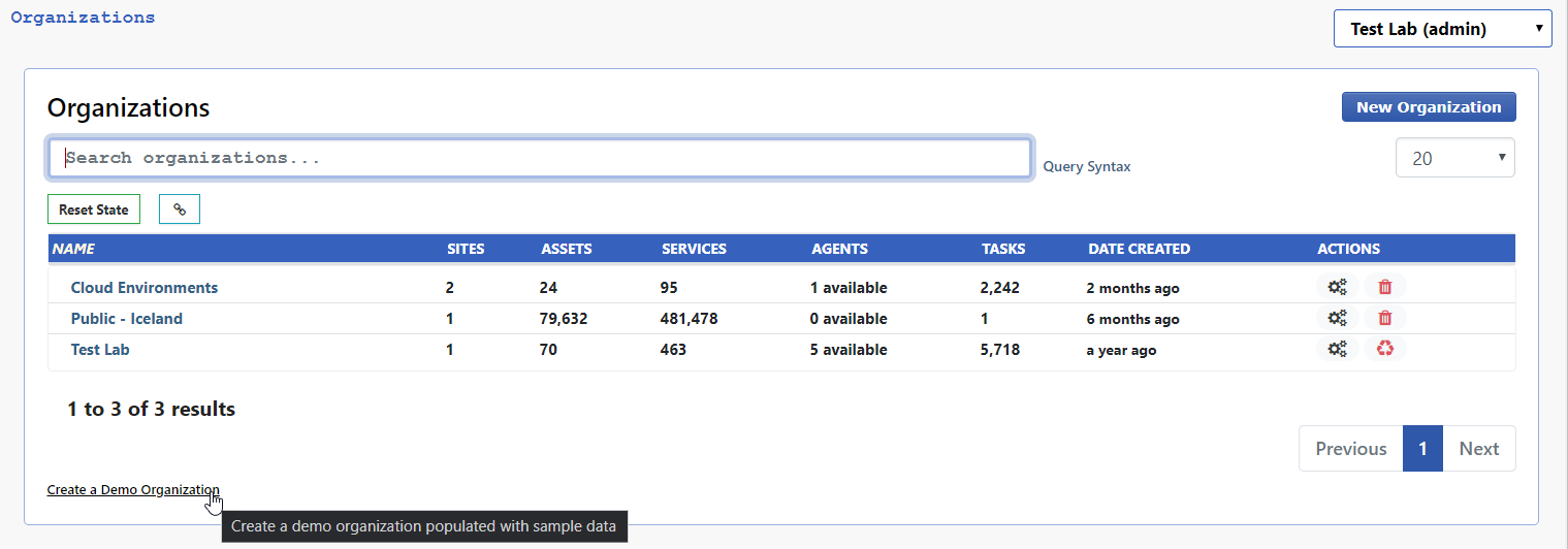 Create a Demo Organization Create a Demo Organization