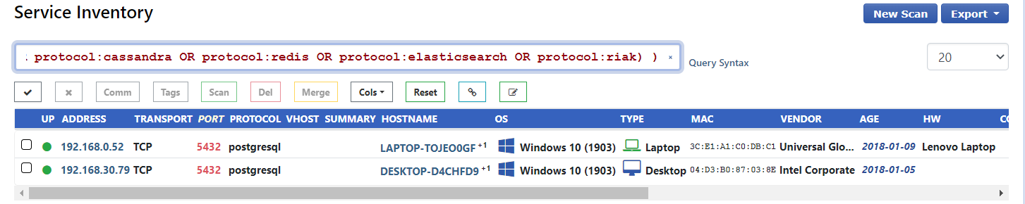 Exposed Databases Query Exposed Databases Query