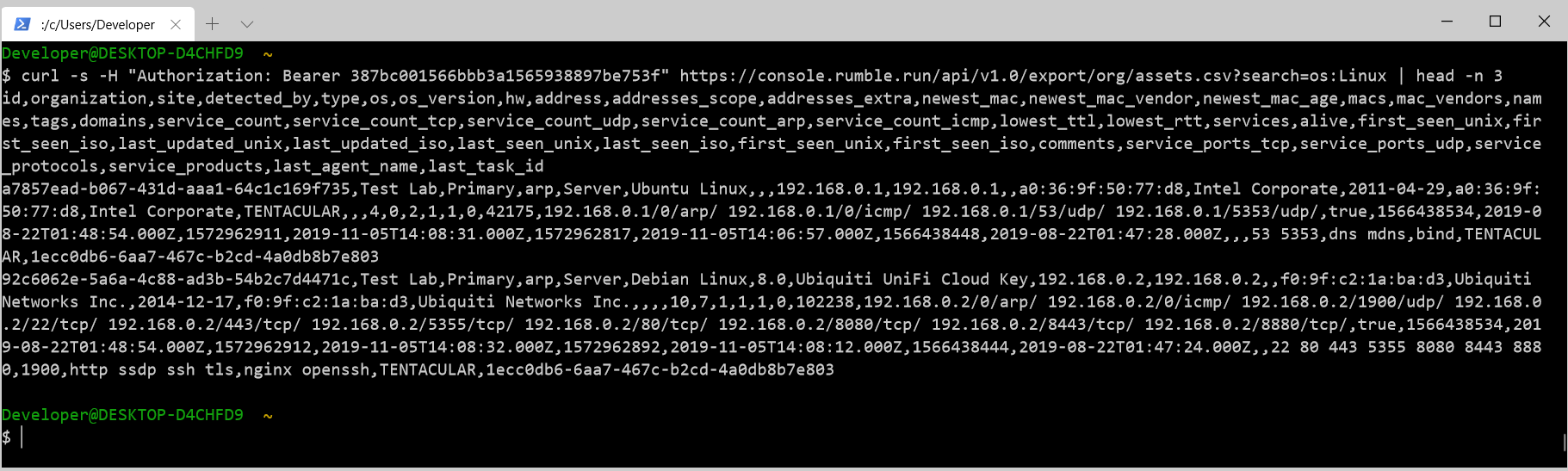 Rumble Export API Example