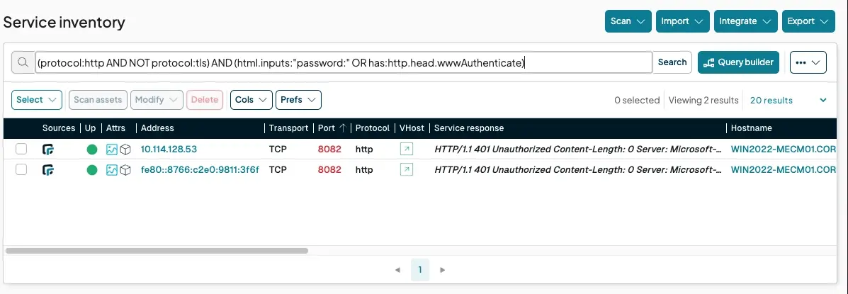 Service inventory in the runZero Platform
